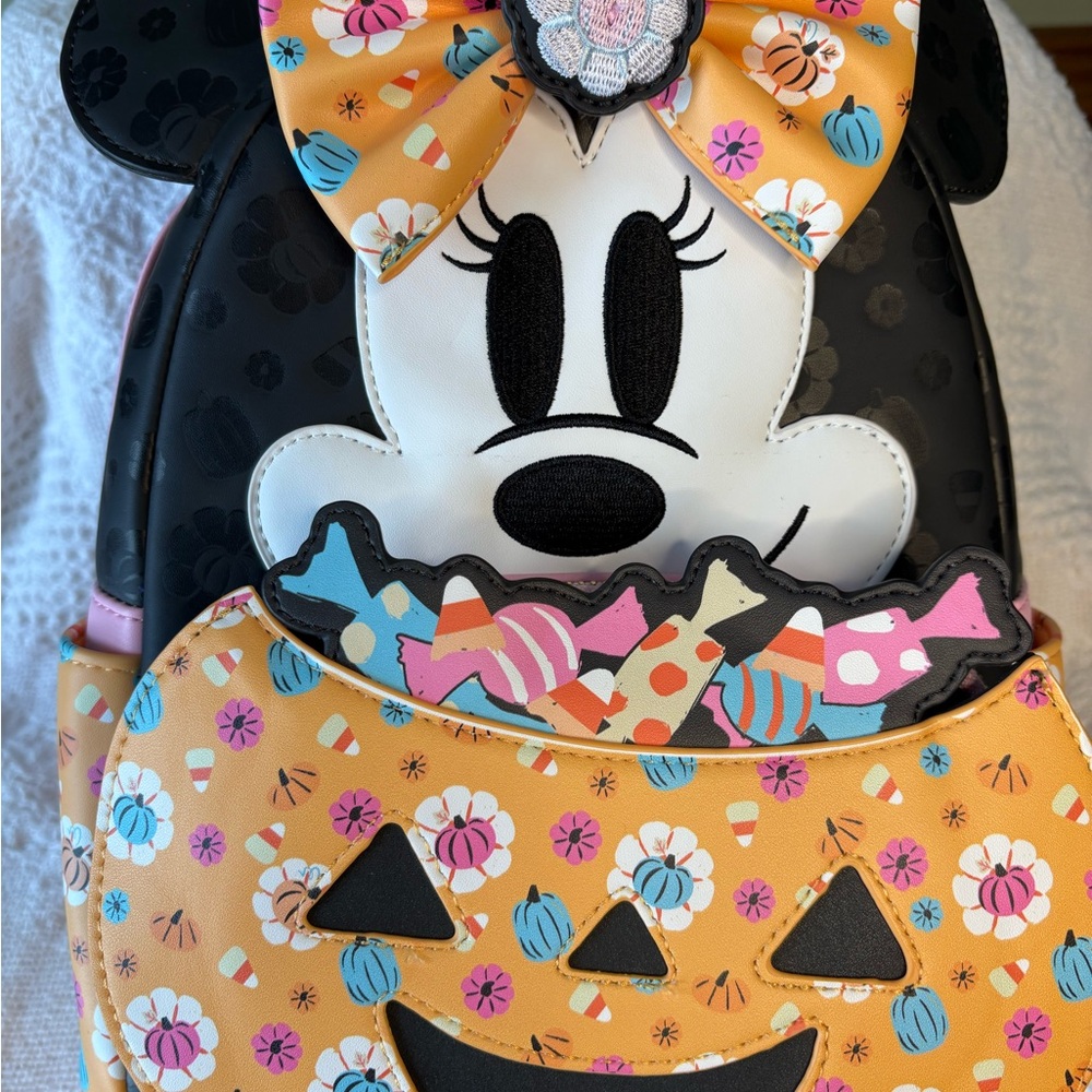 Loungefly Black and Orange Minnie Mouse Backpack